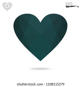 Light BLUE vector greeting Card Happy Valentine's Day. Lettering with hearts on the white polygonal background. Colored triangular illustration for your business.