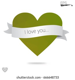 Light BLUE vector greeting Card Happy Valentine's Day. Lettering with hearts on the white polygonal background. Colored triangular illustration for your business.