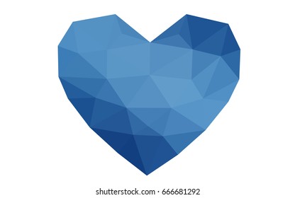 Light BLUE vector greeting Card Happy Valentine's Day. Lettering with hearts on the white polygonal background. Colored triangular illustration for your business.