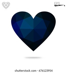 Light BLUE vector greeting Card Happy Valentine's Day. Lettering with hearts on the white polygonal background. Colored triangular illustration for your business.