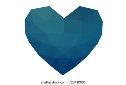 Light BLUE vector greeting Card Happy Valentine's Day. Lettering with hearts on the white polygonal background. Colored triangular illustration for your business.