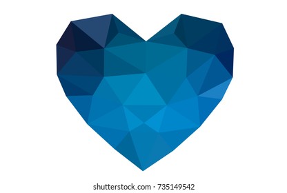 Light BLUE vector greeting Card Happy Valentine's Day. Lettering with hearts on the white polygonal background. Colored triangular illustration for your business.