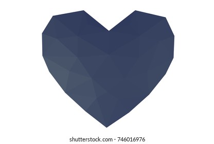 Light BLUE vector greeting Card Happy Valentine's Day. Lettering with hearts on the white polygonal background. Colored triangular illustration for your business.