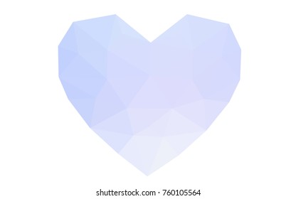 Light BLUE vector greeting Card Happy Valentine's Day. Lettering with hearts on the white polygonal background. Colored triangular illustration for your business.