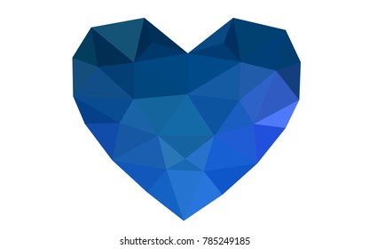Light BLUE vector greeting Card Happy Valentine's Day. Lettering with hearts on the white polygonal background. Colored triangular illustration for your business.