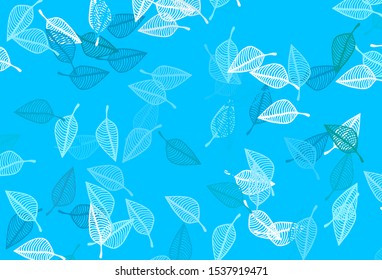 Light BLUE vector hand painted background. Abstract leaves with gradient on simple background. The template for background of cell phones.