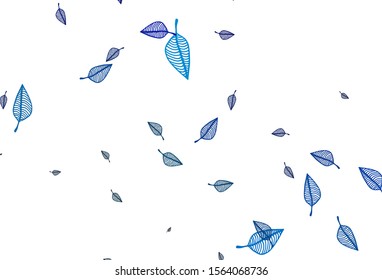 Light BLUE vector hand painted backdrop. Colorful abstract illustration with leaves in doodle style. The template for background of cell phones.