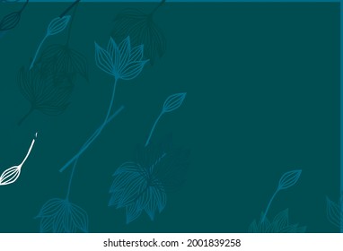 Light BLUE vector hand painted pattern. Creative illustration in simple style with leaves. The template for background of cell phones.