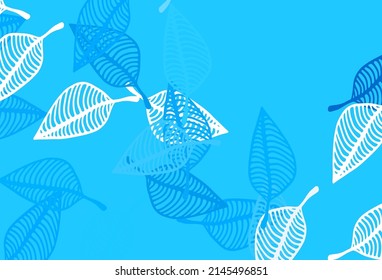 Light BLUE vector hand painted background. Abstract leaves with gradient on simple background. A new texture for your design.