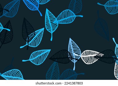 Hellblauer, handgemalter Hintergrund. Eine vage abstrakte Illustration mit Blättern im Doodles-Stil. Doodle Design für Ihre Website.
