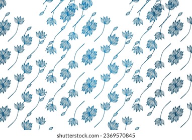Light BLUE vector hand painted template. Creative illustration in simple style with leaves. The textured pattern for website.
