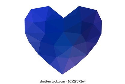Light BLUE vector heart isolated on white background. Geometric rumpled triangular low poly origami style gradient graphic illustration. Polygonal design for your business.