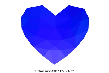Light Blue vector heart isolated on white background. Geometric rumpled triangular low poly origami style gradient graphic illustration. Polygonal design for your business.