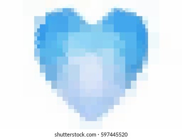 Light BLUE vector heart isolated on white background. Geometric rumpled rectangular low poly origami style gradient graphic illustration. Polygonal design for your business.