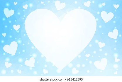 Light BLUE vector heart isolated on white background. Geometric rumpled triangular low poly origami style gradient graphic illustration. Polygonal design for your business.