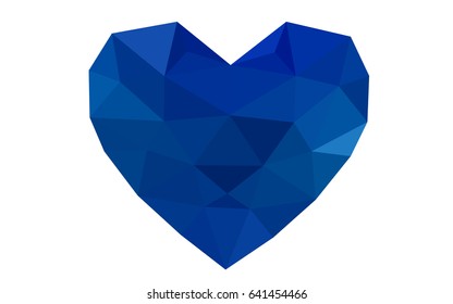 Light BLUE vector heart isolated on white background. Geometric rumpled triangular low poly origami style gradient graphic illustration. Polygonal design for your business.