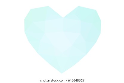 Light BLUE vector heart isolated on white background. Geometric rumpled triangular low poly origami style gradient graphic illustration. Polygonal design for your business.