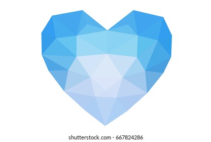 Light BLUE vector heart isolated on white background. Geometric rumpled triangular low poly origami style gradient graphic illustration. Polygonal design for your business.