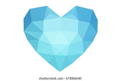 Light BLUE vector heart isolated on white background. Geometric rumpled triangular low poly origami style gradient graphic illustration. Polygonal design for your business.