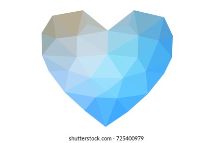 Light BLUE vector heart isolated on white background. Geometric rumpled triangular low poly origami style gradient graphic illustration. Polygonal design for your business.