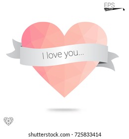 Light BLUE vector heart isolated on white background. Geometric rumpled triangular low poly origami style gradient graphic illustration. Polygonal design for your business.