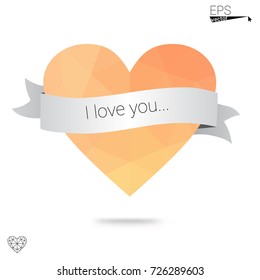 Light BLUE vector heart isolated on white background. Geometric rumpled triangular low poly origami style gradient graphic illustration. Polygonal design for your business.
