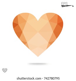 Light BLUE vector heart isolated on white background. Geometric rumpled triangular low poly origami style gradient graphic illustration. Polygonal design for your business.