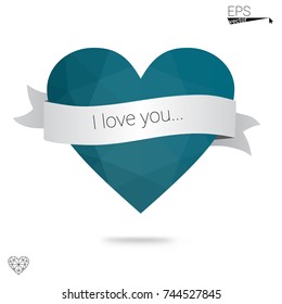 Light BLUE vector heart isolated on white background. Geometric rumpled triangular low poly origami style gradient graphic illustration. Polygonal design for your business.