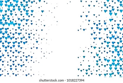 Light BLUE vector hearts isolated on white background. Cool pattern in origami style with gradient for Valentine day. Graphic illustration for your business design.