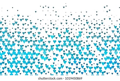 Light BLUE vector hearts isolated on white background. Cool pattern in origami style with gradient for Valentine day. Graphic illustration for your business design.