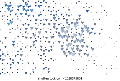 Light BLUE vector hearts isolated on white background. Cool pattern in origami style with gradient for Valentine day. Graphic illustration for your business design.