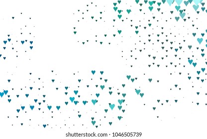 Light BLUE vector hearts isolated on white background. Cool pattern in origami style with gradient for Valentine day. Graphic illustration for your business design.