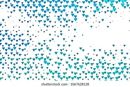 Light BLUE vector hearts isolated on white background. Cool pattern in origami style with gradient for Valentine day. Graphic illustration for your business design.
