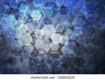 Light BLUE vector hexagon mosaic pattern. hexagonal geometric sample with gradient.  Brand new style for your business design.
