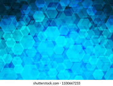 Light BLUE vector hexagon mosaic background. A vague abstract illustration with gradient. Brand new style for your business design.