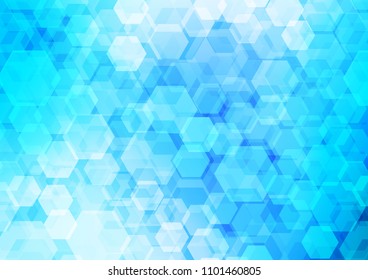 Light BLUE vector hexagon mosaic template. Colorful abstract illustration with gradient. The template can be used as a background for cell phones.