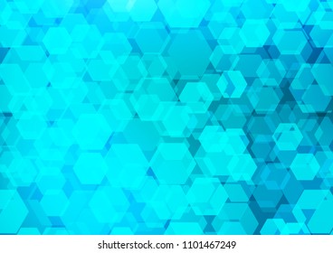 Light BLUE vector hexagon mosaic pattern. Creative geometric illustration in Origami style with gradient. Brand new design for your business.