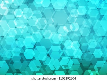 Light BLUE vector hexagon mosaic background. A completely new color illustration in a vague style. hexagonal pattern for your business design.