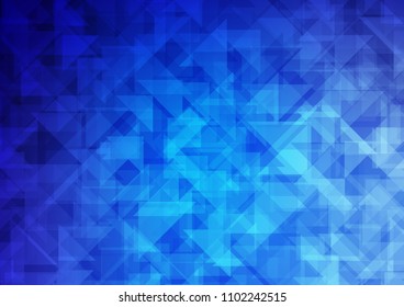 Light BLUE vector hexagon mosaic triangle mosaic. Triangular geometric sample with gradient.  The elegant pattern can be used as part of a brand book.