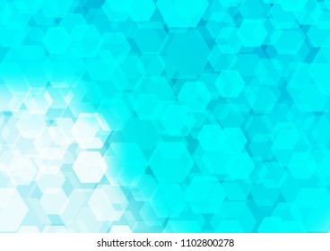 Light BLUE vector hexagon mosaic background. A completely new color illustration in a vague style. Brand new style for your business design.