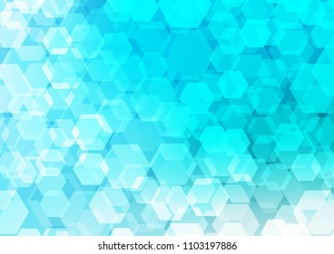 Light BLUE vector hexagon mosaic template. Shining colored illustration in a Brand new style. hexagonal pattern for your business design.