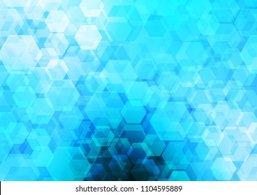 Light BLUE vector hexagon mosaic template. Modern geometrical abstract illustration with gradient. hexagonal pattern for your business design.