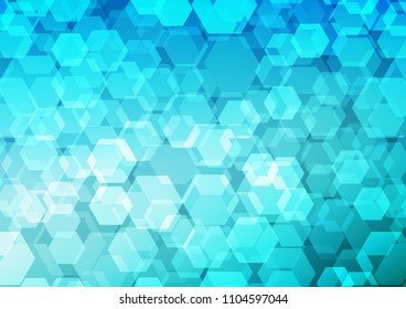 Light BLUE vector hexagon mosaic pattern. Creative illustration in halftone style with gradient. A completely new design for your business.