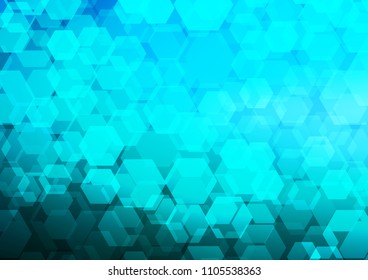 Light BLUE vector hexagon mosaic template. Shining illustration, which consist of hexagons. Brand new style for your business design.