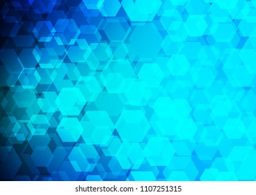 Light BLUE vector hexagon mosaic pattern. Creative geometric illustration in Origami style with gradient. The polygonal design can be used for your web site.