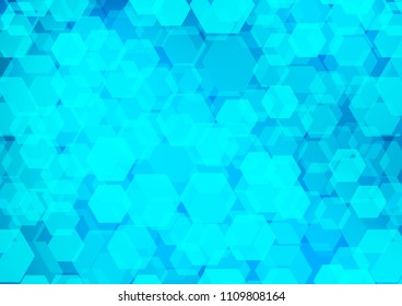 Light BLUE vector hexagon mosaic background. A vague abstract illustration with gradient. The elegant pattern can be used as part of a brand book.