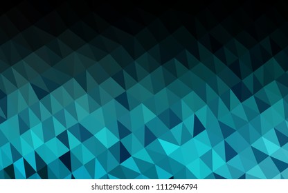 Light BLUE vector hexagon mosaic cover. Triangular geometric sample with gradient.  The best triangular design for your business.