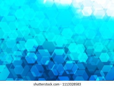 Light BLUE vector hexagon mosaic background. A sample with polygonal shapes. The polygonal design can be used for your web site.
