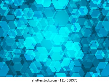 Light BLUE vector hexagon mosaic pattern. A completely new color illustration in a vague style. Brand new design for your business.