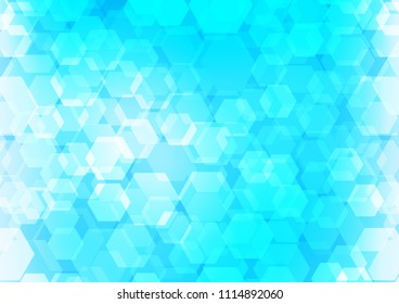 Light BLUE vector hexagon mosaic template. Geometric illustration in Origami style with gradient.  hexagonal pattern for your business design.